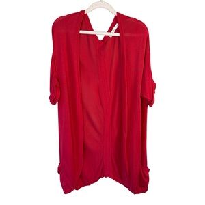 Reitmans Vibrant Red Knit Open Front Cardigan Size XL Office Work Lightweight